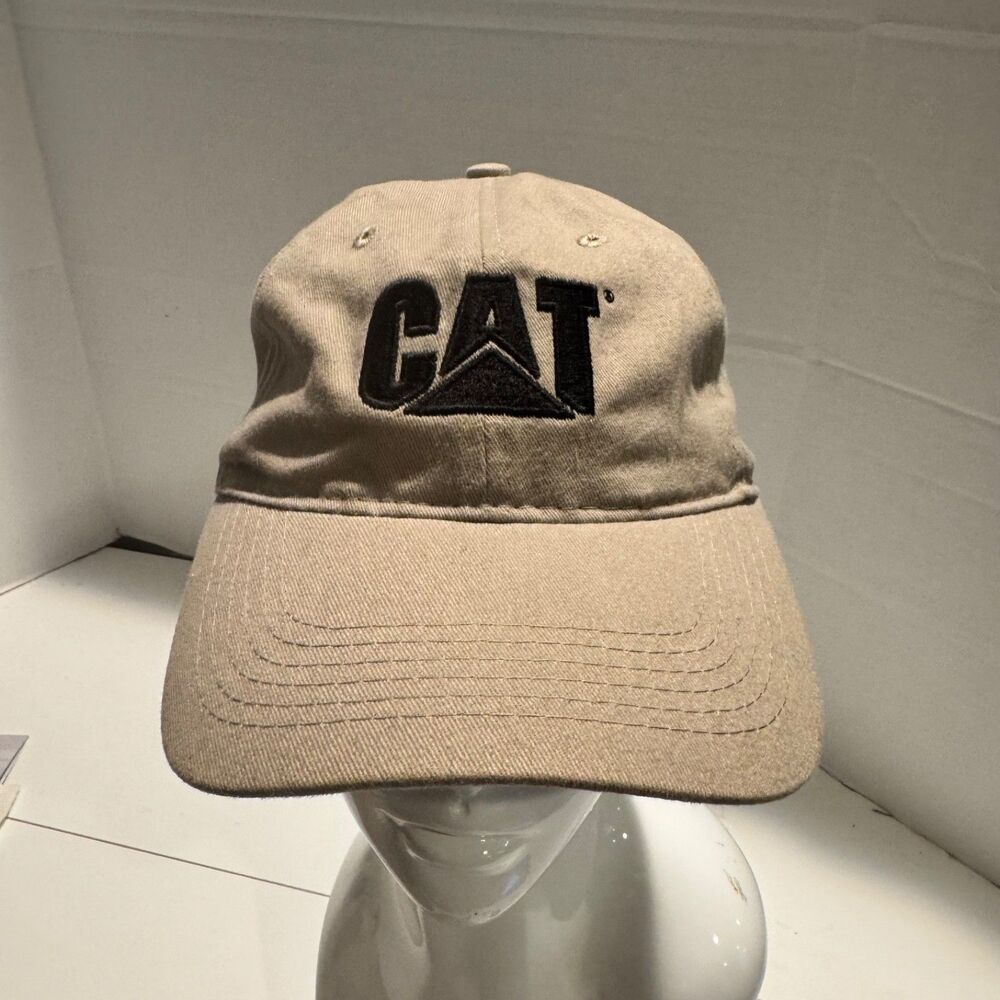 Caterpillar CAT Equipment Adjustable Strap Hat Cap Tan